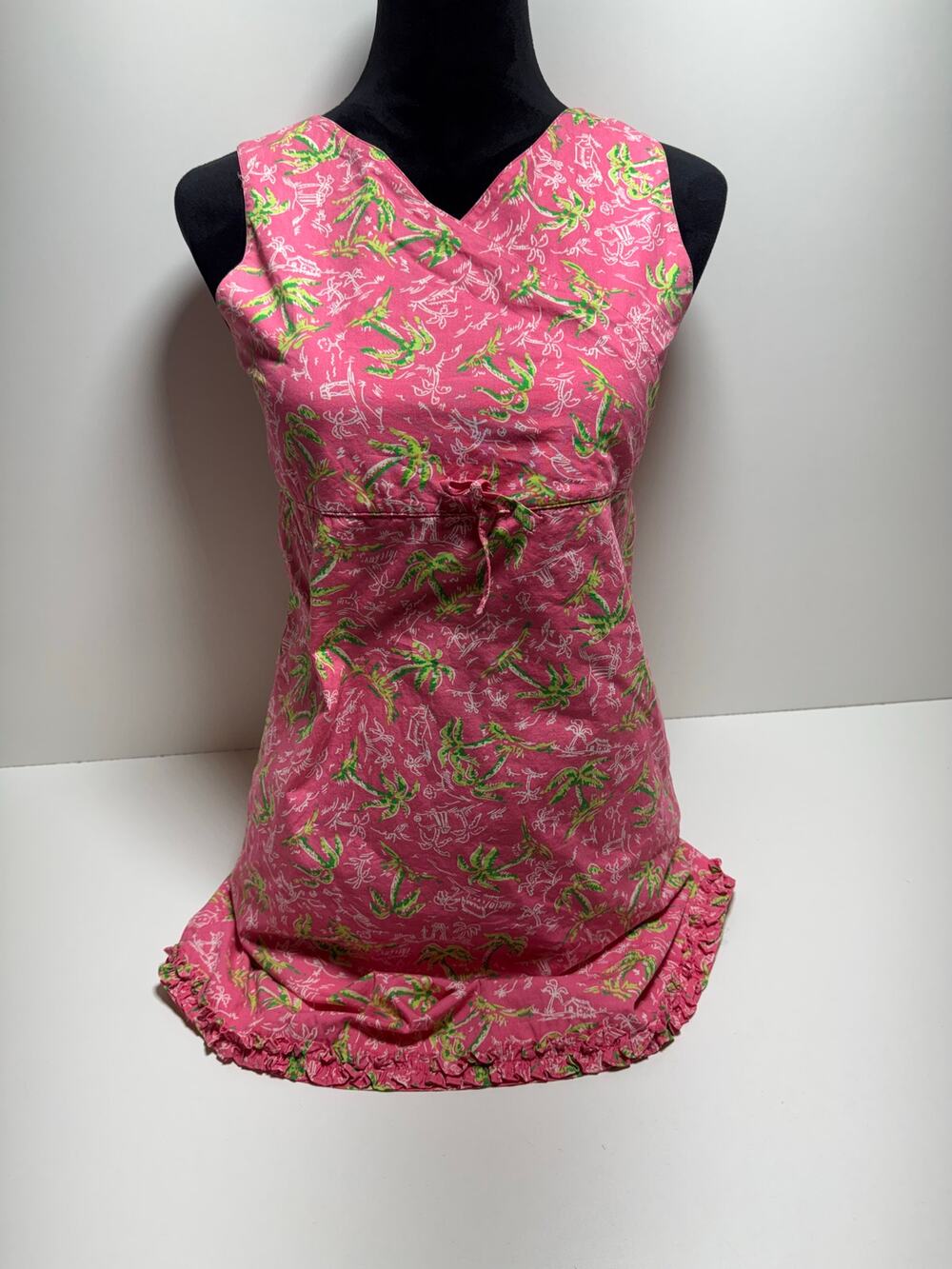 Lilly Pulitzer Dress Kids Sz 14?Pink Green Beach Sleeveless Tropical Coastal